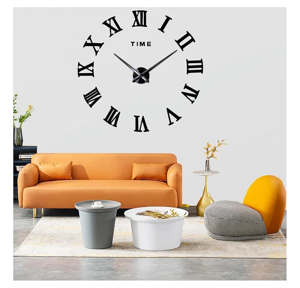 TUWENA Wanduhr DIY 3D Visuelle Aufkleber Mute Große Wanduhr Modern Design