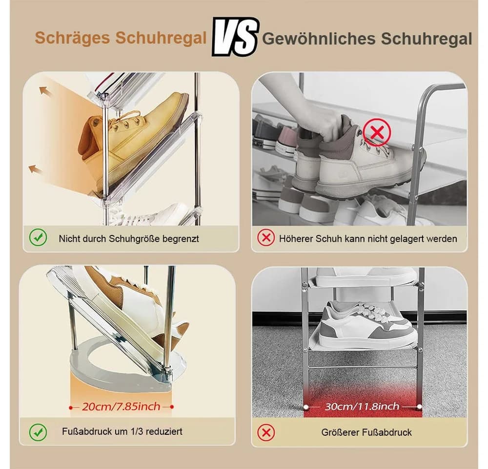 TUWENA Schuhregal Schmal Transparent Stapelbar 45 Grad - Bild 4