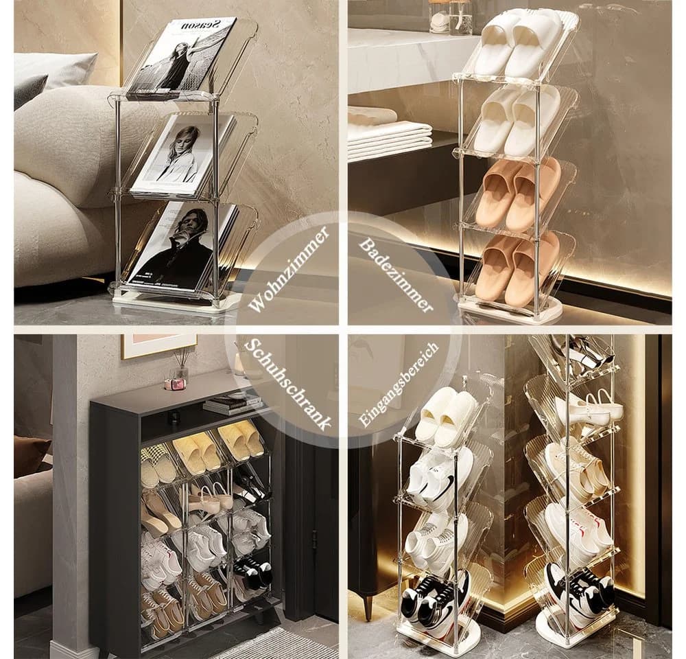 TUWENA Schuhregal Schmal Transparent Stapelbar 45 Grad - Bild 5