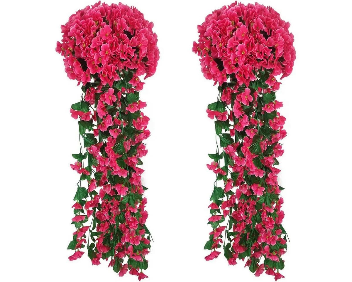 Kunstpflanze 2 Stück Künstlich Hängende Blumen Blauregen Efeublumen Glyzinien TUWENA - Bild 2
