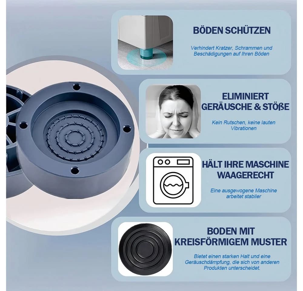 TUWENA Vibrationsdämpfer 4 Stück Waschmaschinenfüße Rutschfest - Bild 3