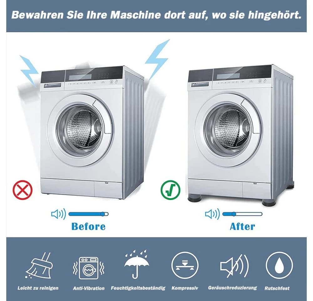 TUWENA Vibrationsdämpfer 4 Stück Waschmaschinenfüße Rutschfest - Bild 5