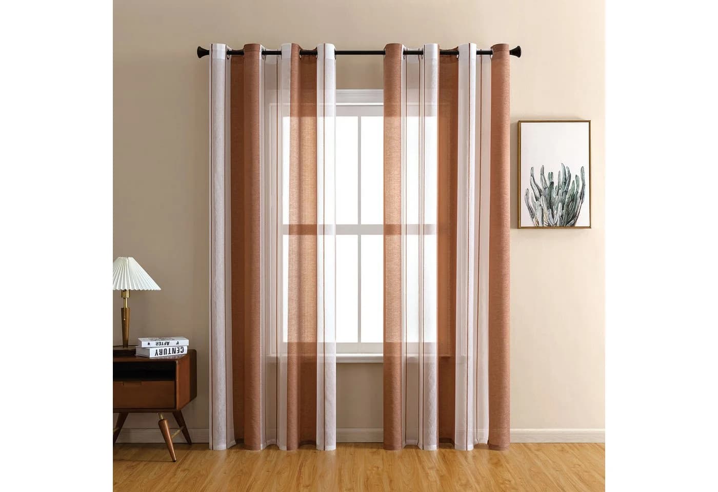 TUWENA Gardine 2er Vorhänge mit Ösen Streifen Modern - Bild 2