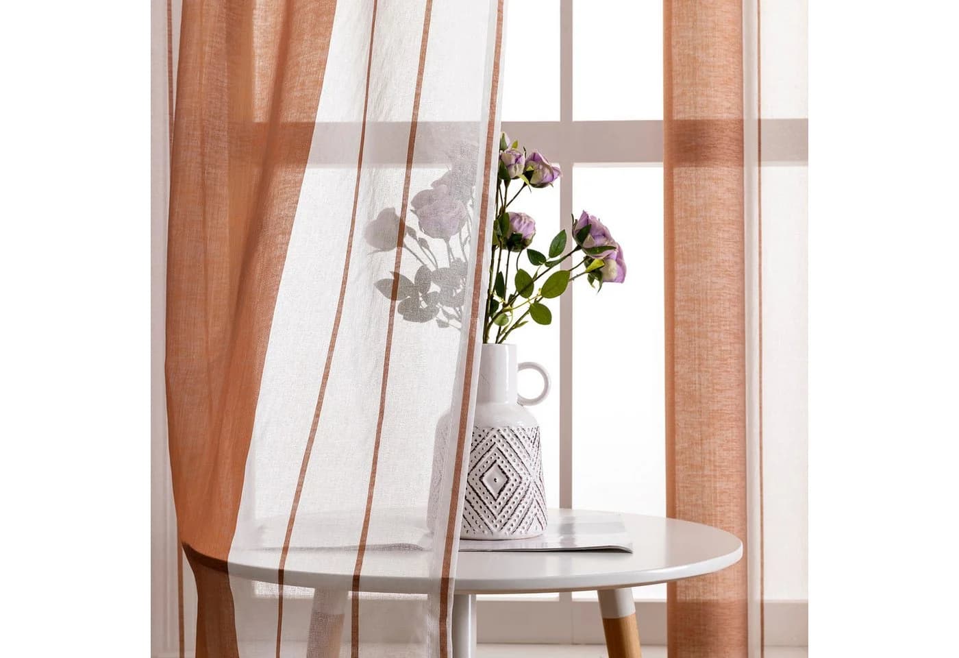 TUWENA Gardine 2er Vorhänge mit Ösen Streifen Modern - Bild 5