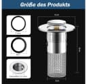 TUWENA Waschbeckenstöpsel 2 Stück 304 Edelstahl Pop Up Abflusssieb Silber Bild 1