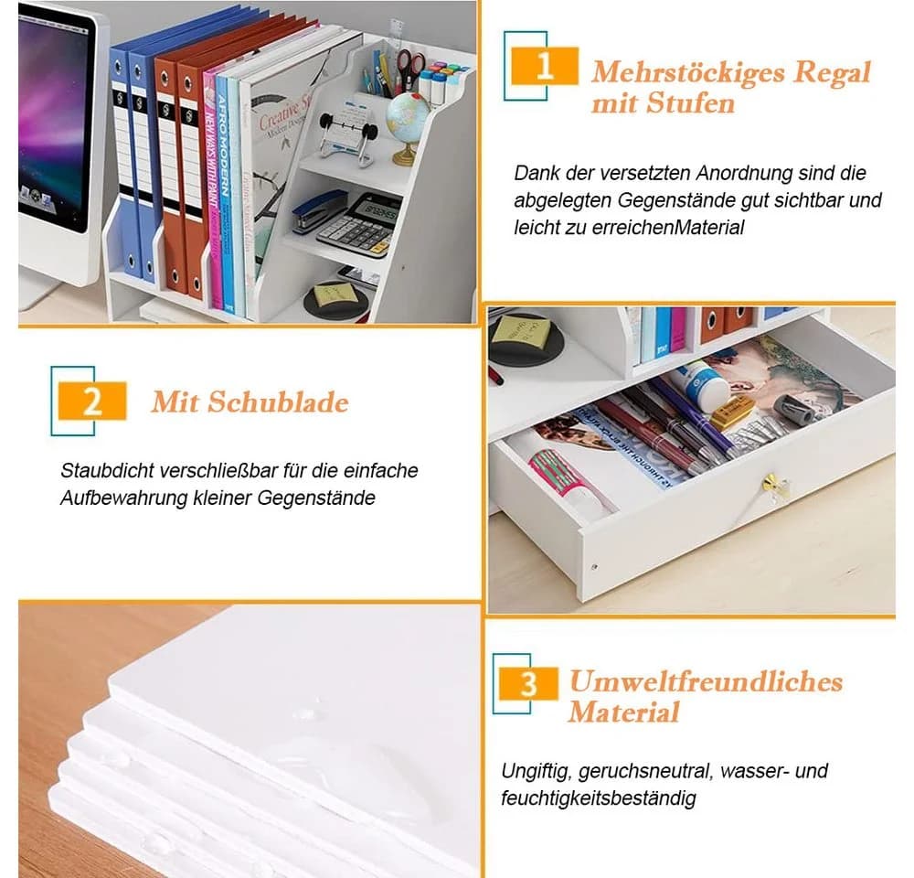 TUWENA Bambus Küchenregal mit höhenverstellbarer Ablage & Haken - Bild 3