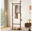 TUWENA Kleiderständer Holz Braun Weiß Freistehend mit Haken Bild 2