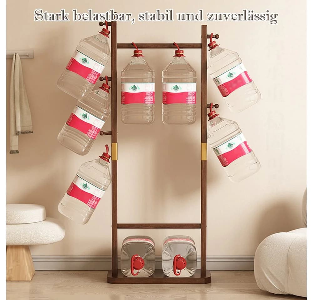 TUWENA Kleiderständer Holz Braun Weiß Freistehend mit Haken - Bild 5