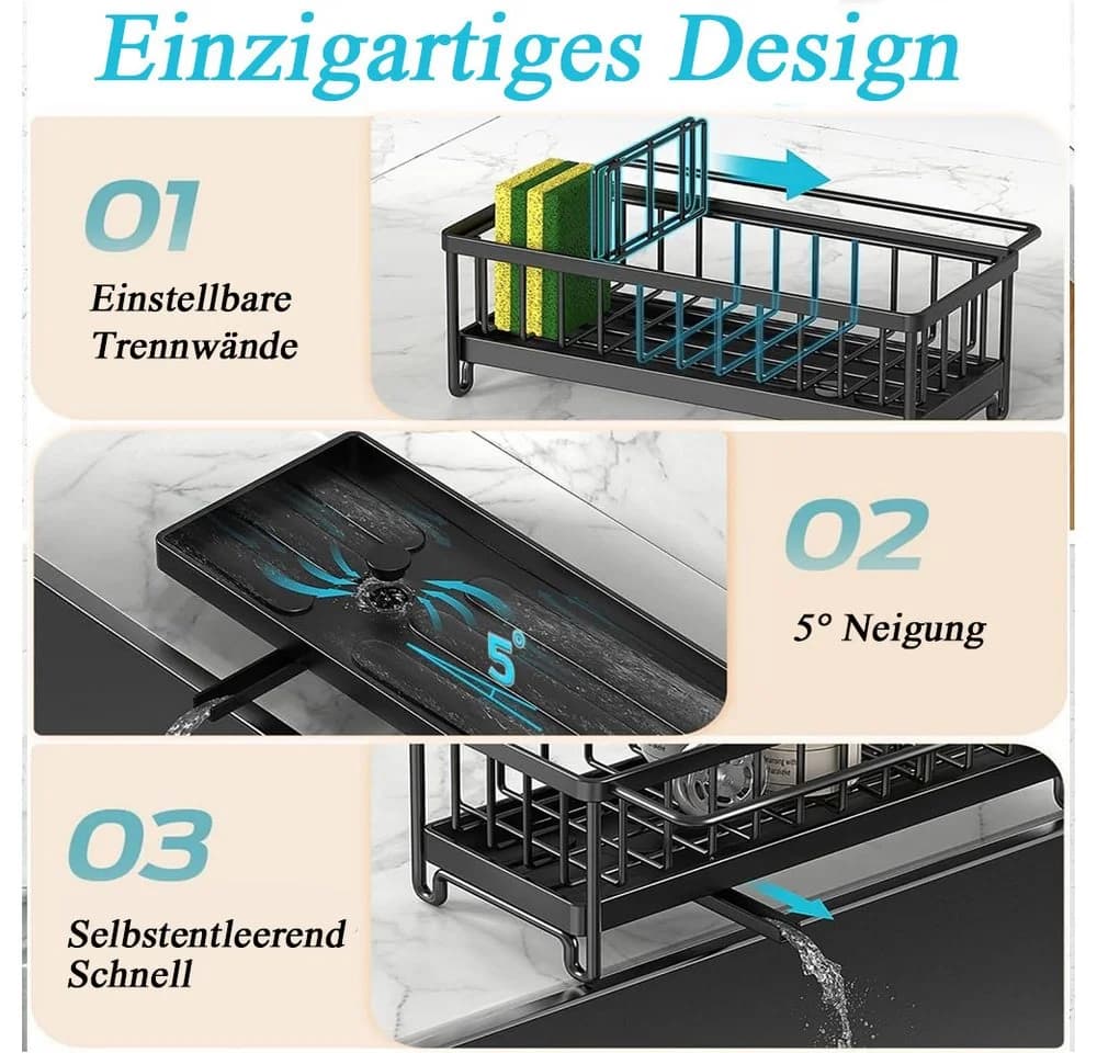 TUWENA Küchenorganizer Edelstahl mit Drainagesystem - Bild 3