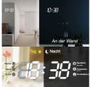 TUWENA Wanduhr 3D LED Digitaluhr Weiß Dimmbar Bild 1