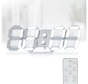 TUWENA Wanduhr 3D LED Digitaluhr Weiß Dimmbar Bild 2