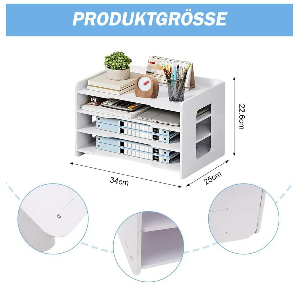 TUWENA Schreibtisch Organizer Weiß mit Stifthalter
