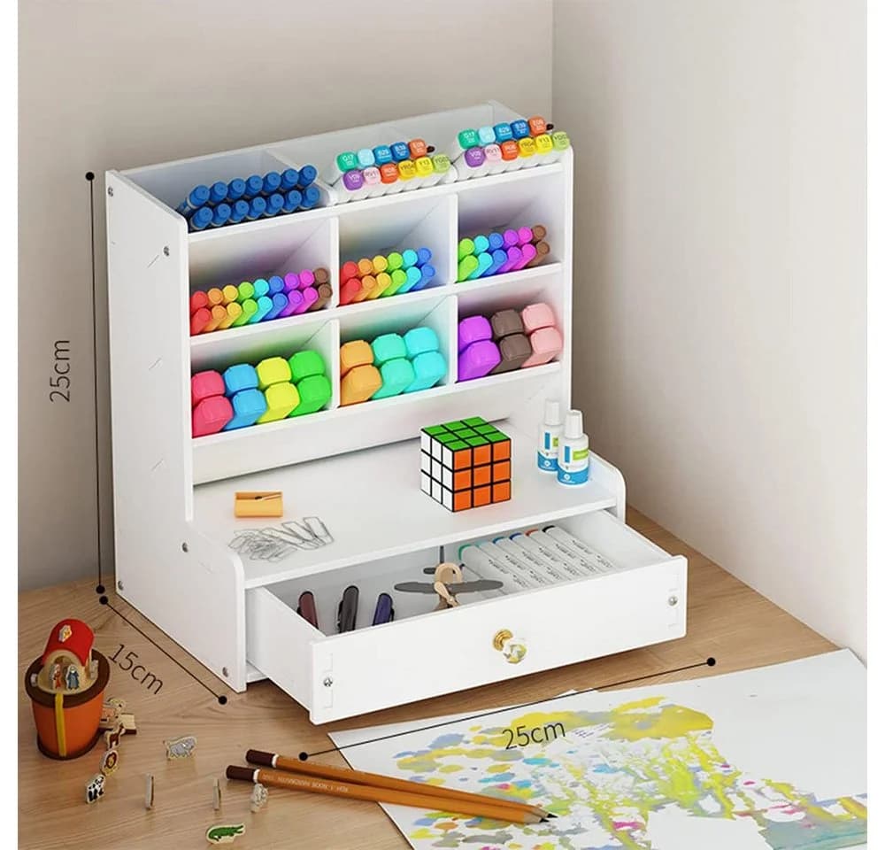 TUWENA Schreibtisch Organizer mit Schublade aus Holz-Kunststoff-Platte