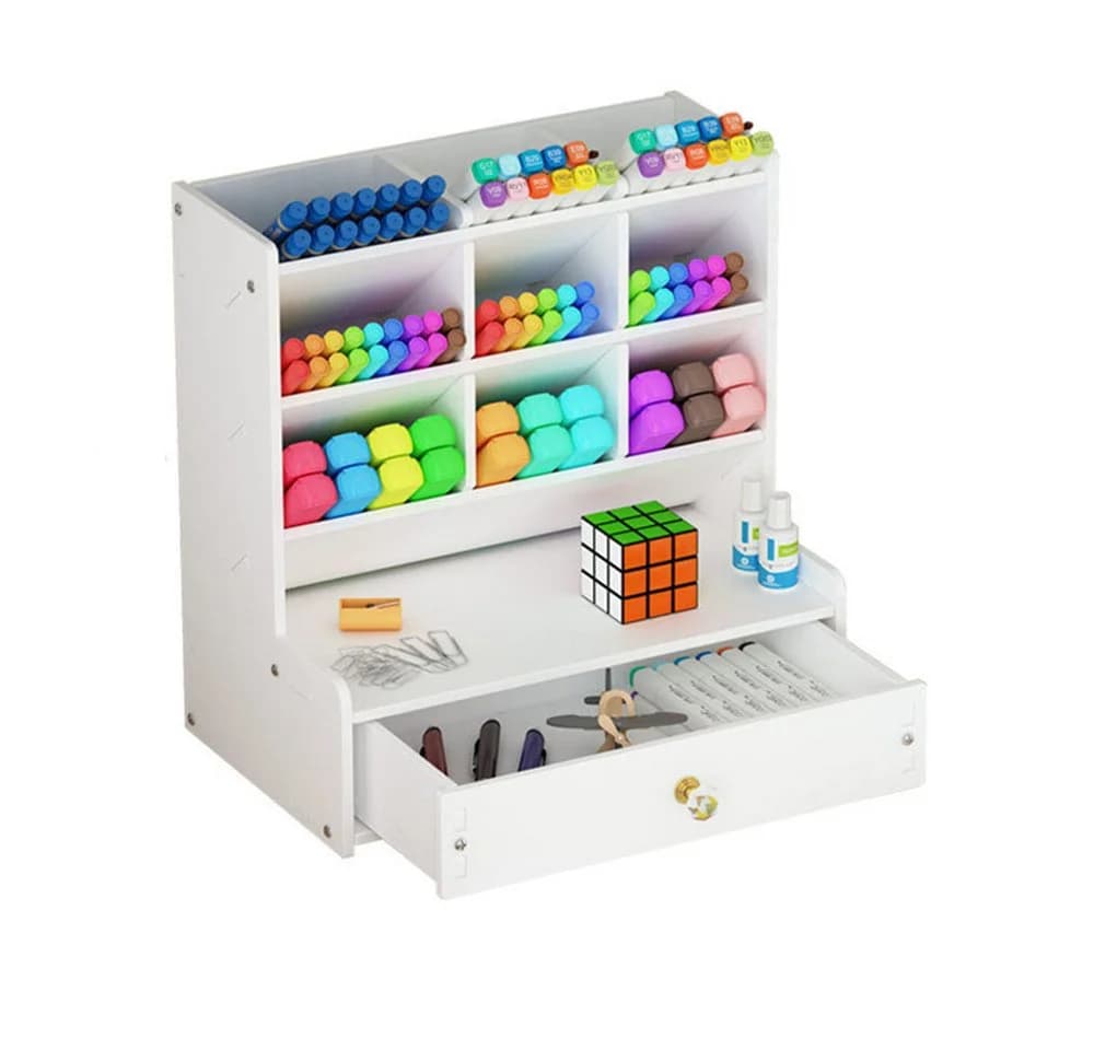 TUWENA Schreibtisch Organizer mit Schublade aus Holz-Kunststoff-Platte - Bild 2