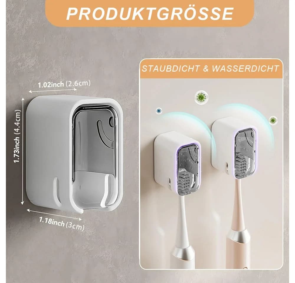 AFKSMILE Zahnbürstenhalter Wandhalterung mit Deckel Grau/Braun