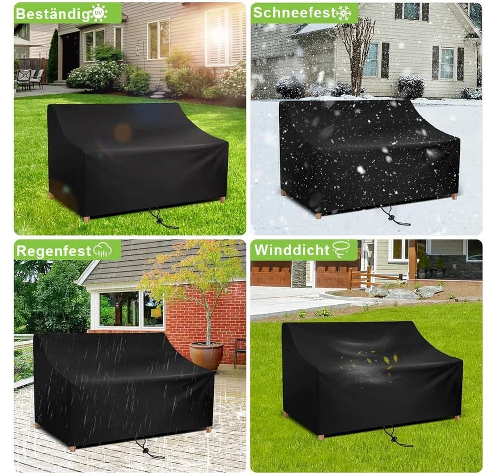 AFKSMILE Gartenmöbel-Schutzhülle Schwarz Wasserabweisend UV-beständig - Bild 5