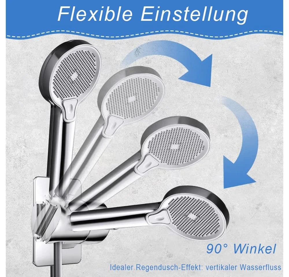 AFKSMILE Verstellbarer Brausehalter Silber/Grau Klebepad Ohne Bohren - Bild 4