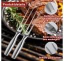 AFKSMILE Fleischgabel 2 Stück Edelstahl Silber Tragbar Servier Grillgabel Bild 3