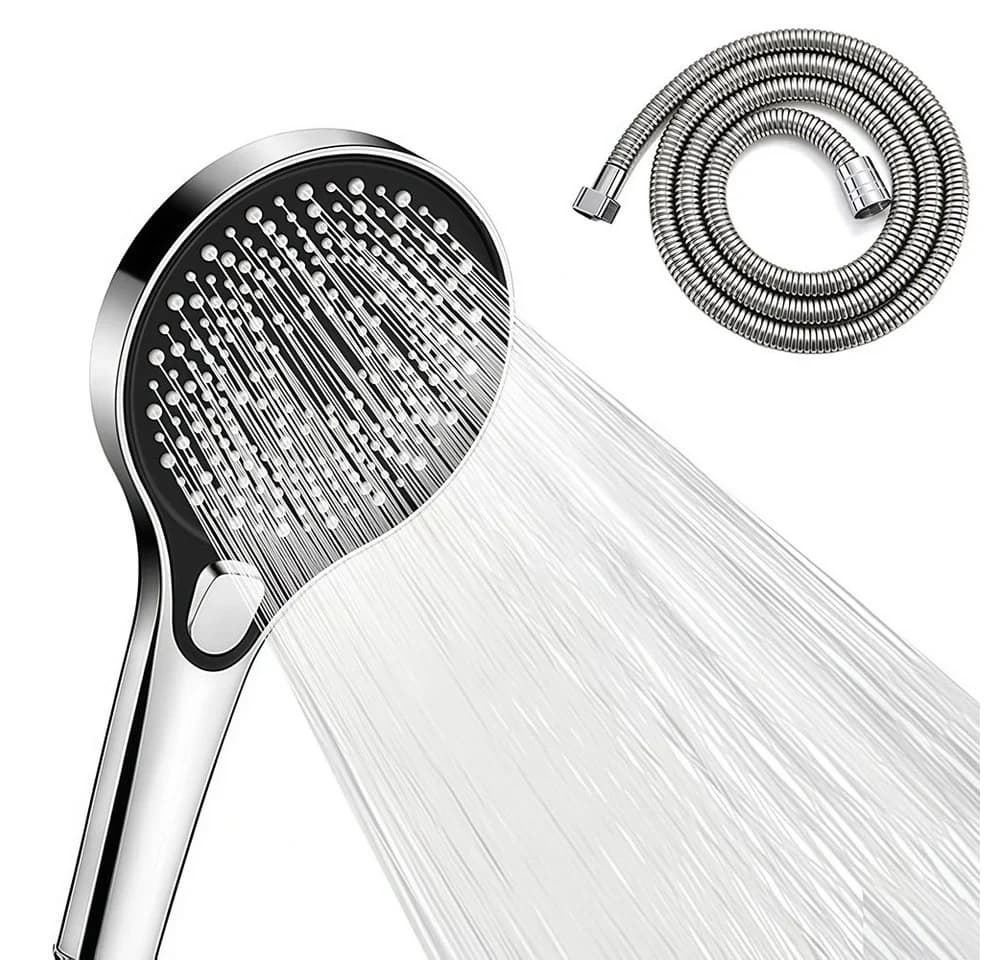 AFKSMILE Handbrause Hochdruck 1.5m Schlauch 3 Düsen Antikalk - Bild 2