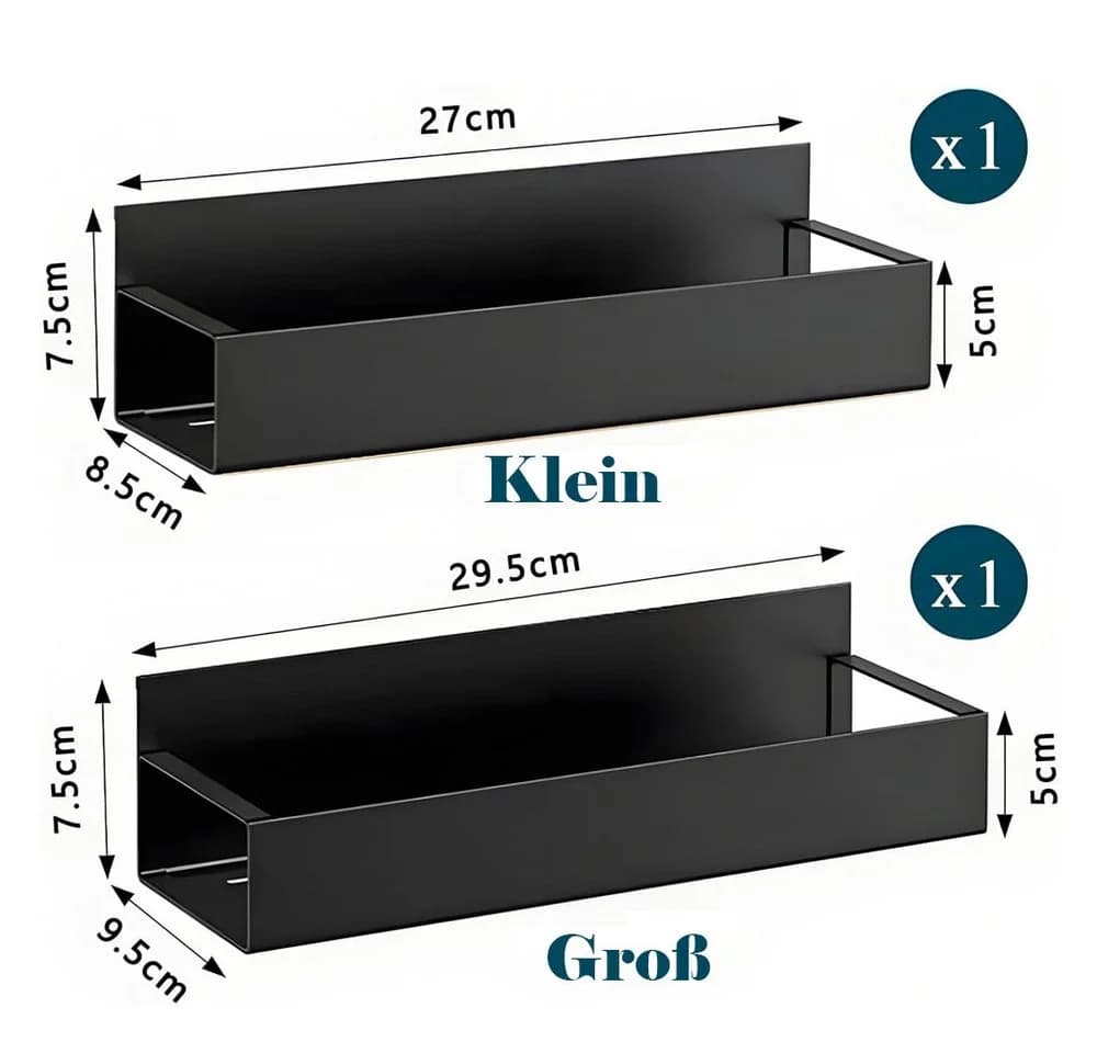 AFKSMILE Magnetisches Gewürzregal 2-tlg. Schwarz mit Haken