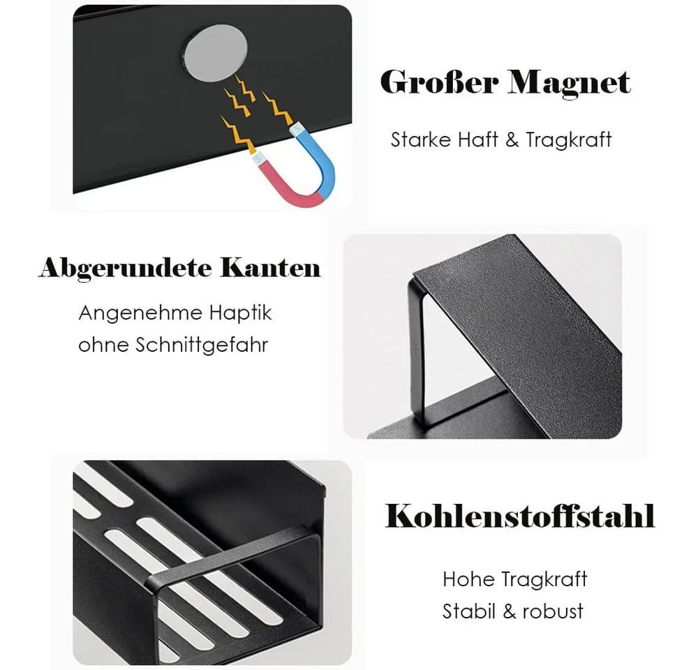 AFKSMILE Magnetisches Gewürzregal 2-tlg. Schwarz mit Haken - Bild 4