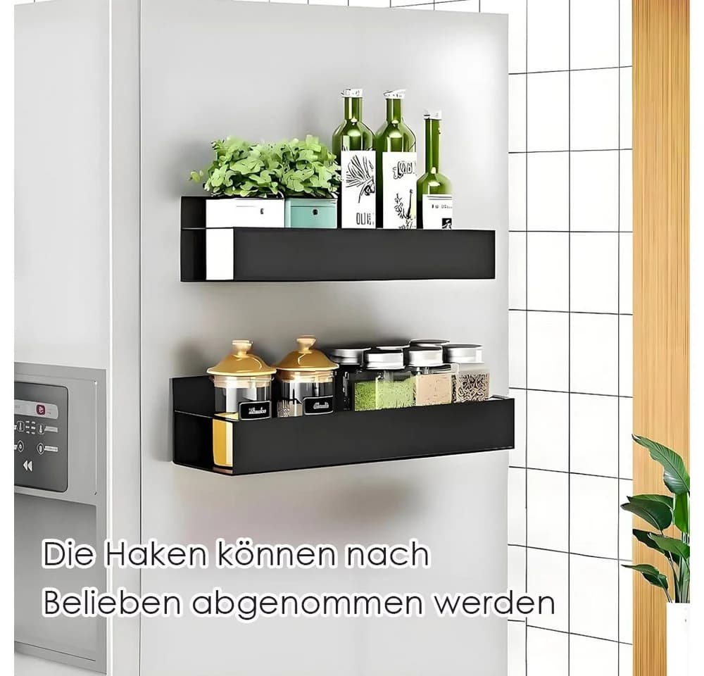 AFKSMILE Magnetisches Gewürzregal 2-tlg. Schwarz mit Haken - Bild 5