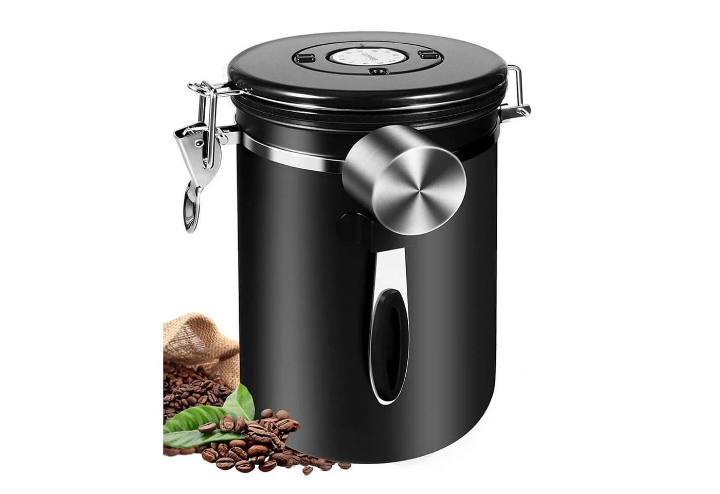 AFKSMILE Edelstahl Kaffeebehälter 2800ml Schwarz mit CO₂-Ventil - Bild 2