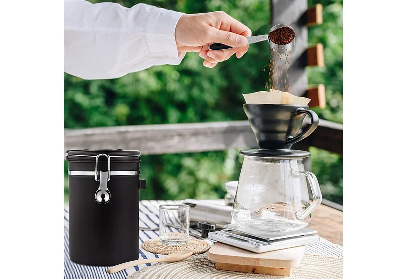 AFKSMILE Edelstahl Kaffeebehälter 2800ml Schwarz mit CO₂-Ventil - Bild 5