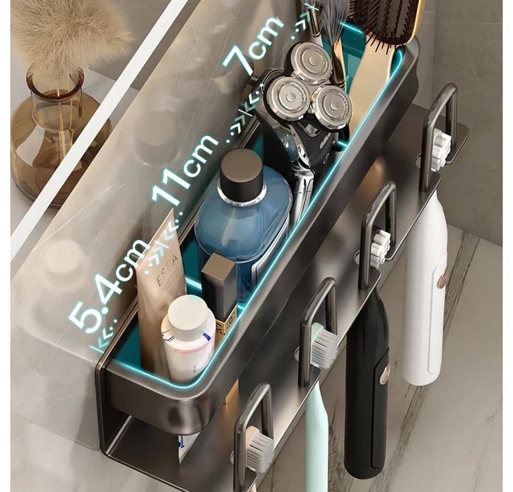 TUWENA Zahnbürstenhalter Wandmontage Ohne Bohren Gunmetal Grey