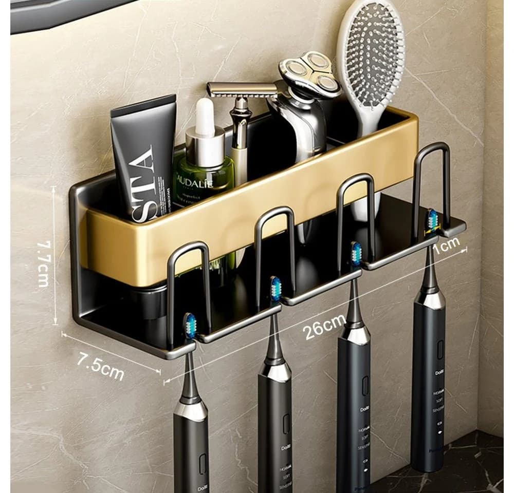 TUWENA Zahnbürstenhalter Wandmontage Ohne Bohren Gunmetal Grey
