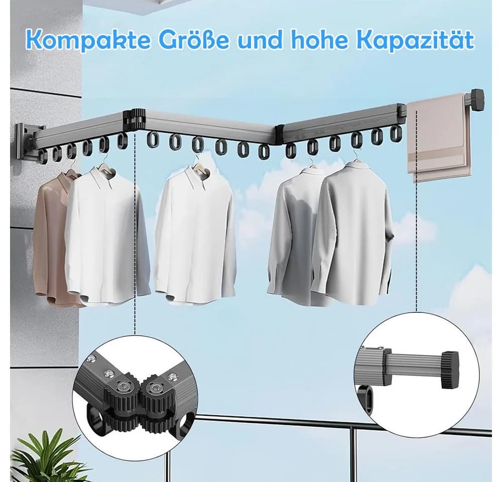 TUWENA Wandwäschetrockner Kleiderständer 120cm Klappbar - Bild 3