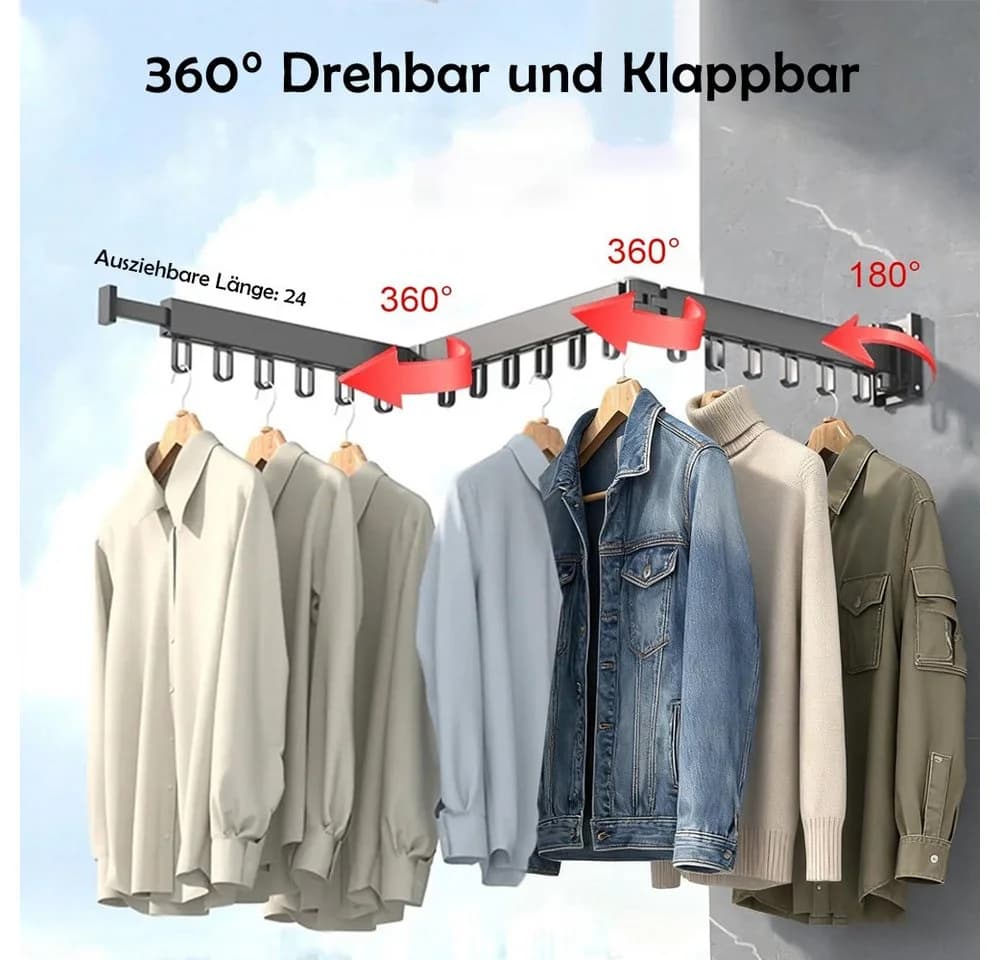 TUWENA Wandwäschetrockner Kleiderständer 120cm Klappbar - Bild 4