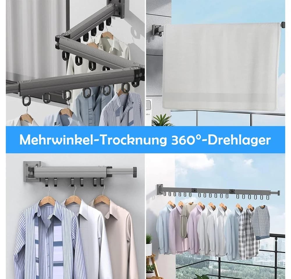 TUWENA Wandwäschetrockner Kleiderständer 120cm Klappbar - Bild 5