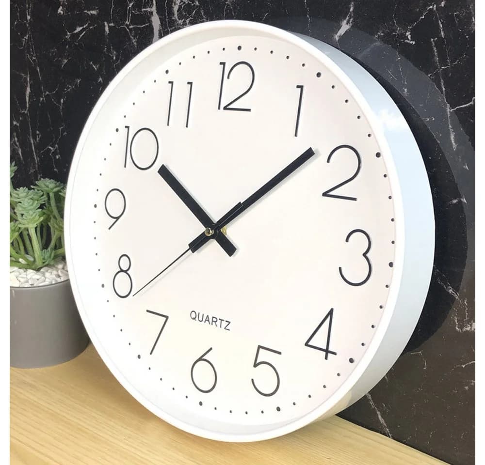 TUWENA Wanduhr 30cm Lautlos 3D Ziffern Kunststoff Modern