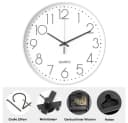 TUWENA Wanduhr 30cm Lautlos 3D Ziffern Kunststoff Modern Bild 3