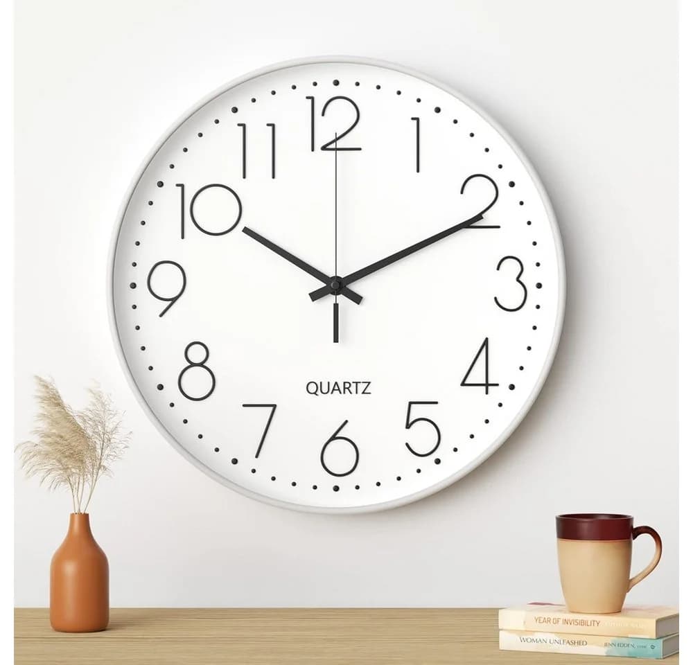 TUWENA Wanduhr 30cm Lautlos 3D Ziffern Kunststoff Modern - Bild 4