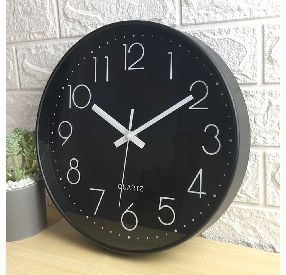 TUWENA Wanduhr 30cm Lautlos 3D Ziffern Kunststoff Modern