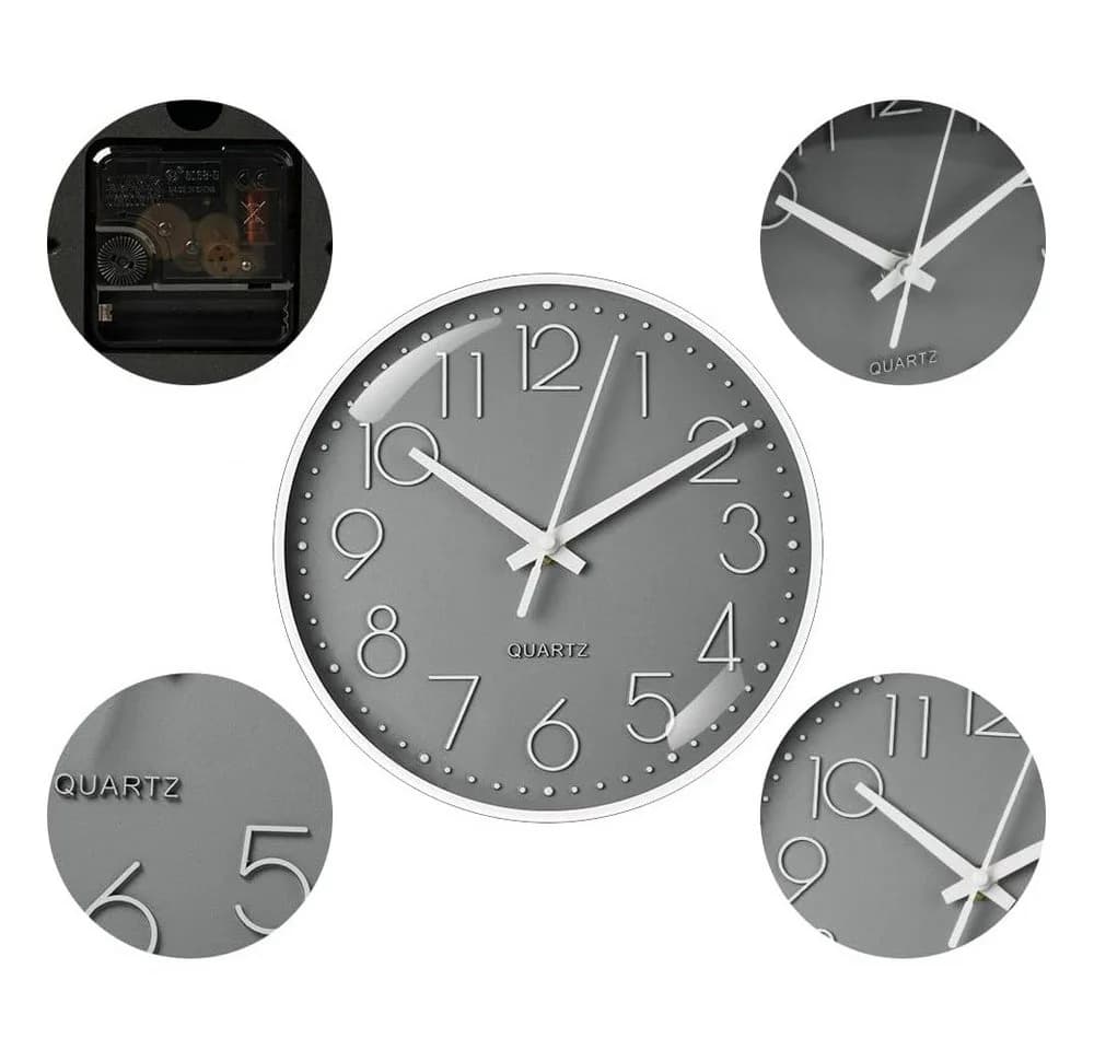 TUWENA Wanduhr 30cm Lautlos 3D Ziffern Kunststoff - Bild 3