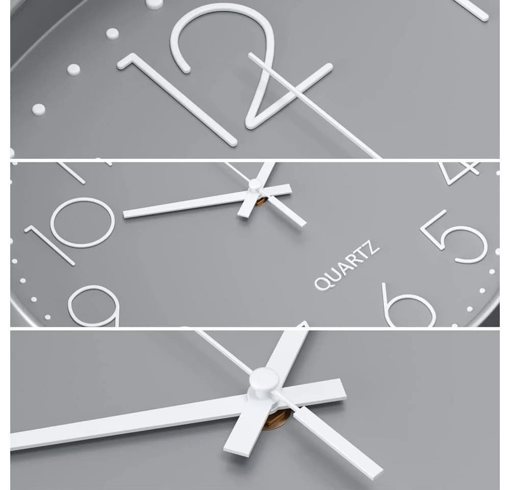 TUWENA Wanduhr 30cm Lautlos 3D Ziffern Kunststoff - Bild 4