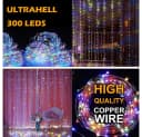 TUWENA LED-Lichterkette Lichtervorhang 3x3m 300 LEDs 8 Modi Bild 4