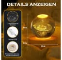TUWENA LED Nachtlicht 3D Kristall Kugel Nachtlicht 8cm Glaskugel Bild 1