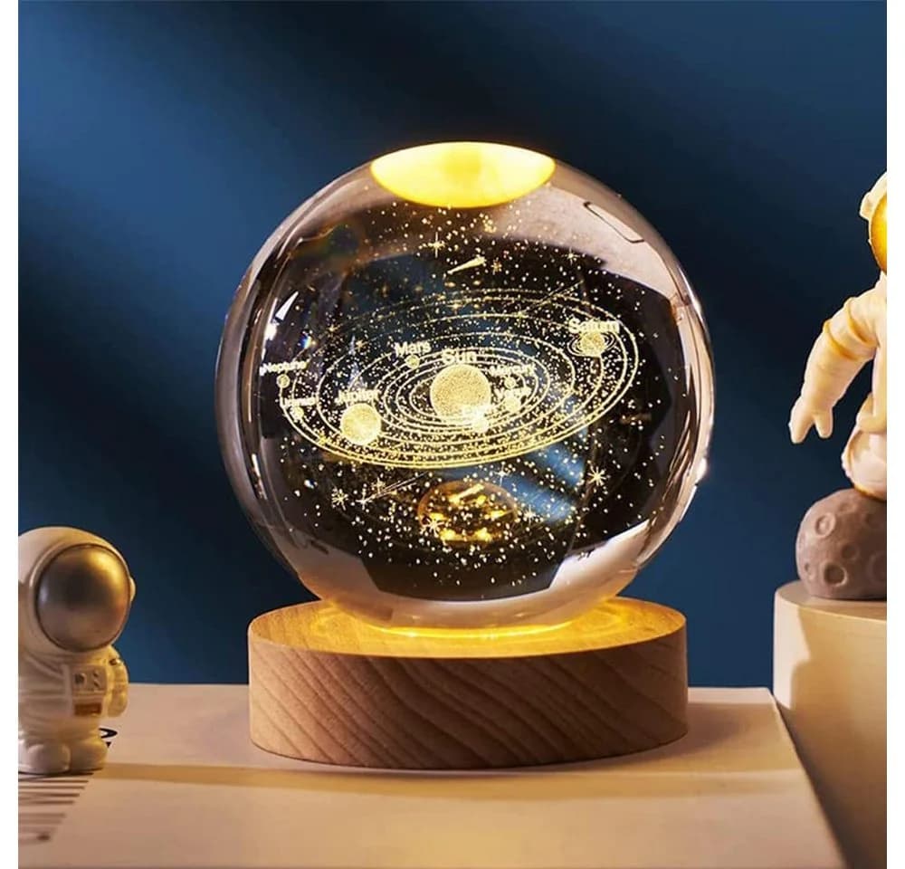 TUWENA LED Nachtlicht 3D Kristall Kugel Nachtlicht 8cm Glaskugel - Bild 2
