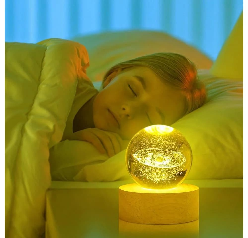 TUWENA LED Nachtlicht 3D Kristall Kugel Nachtlicht 8cm Glaskugel - Bild 4