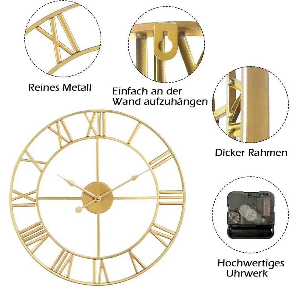 TUWENA Wanduhr 40/50cm Römische Ziffer Quarz - Bild 3