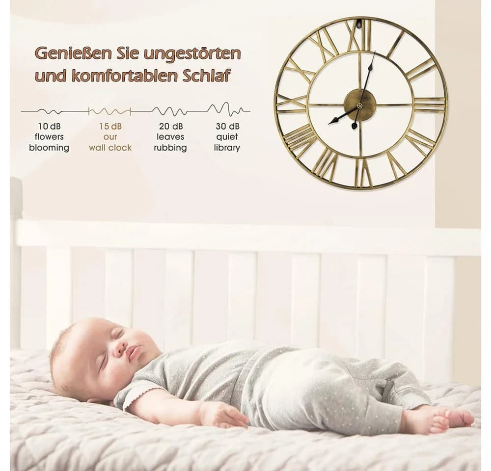 TUWENA Wanduhr 40/50cm Römische Ziffer Quarz Uhr - Bild 5