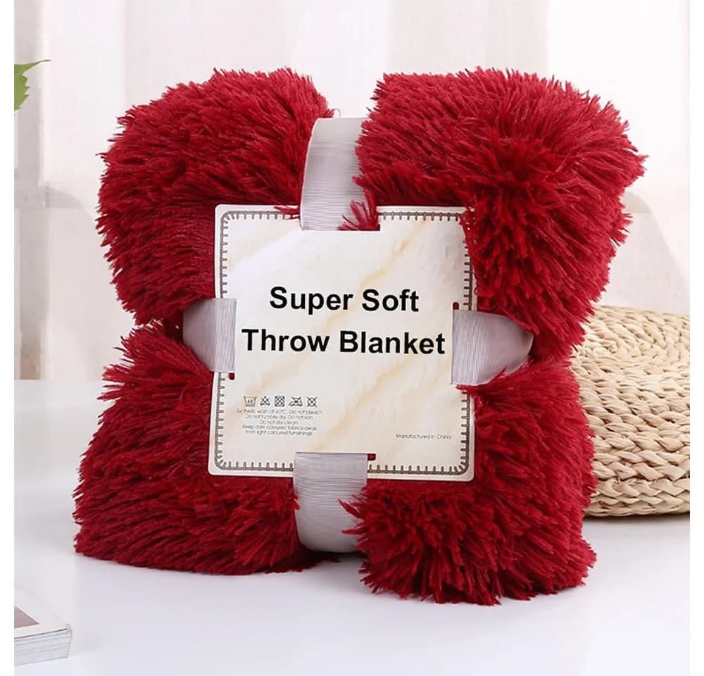 TUWENA Wohndecke Kuscheldecke Burgunderrot Polyester - Bild 2