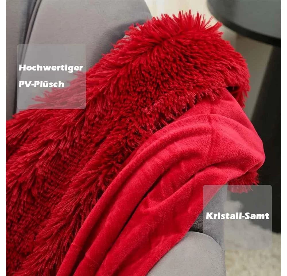 TUWENA Wohndecke Kuscheldecke Burgunderrot Polyester - Bild 3