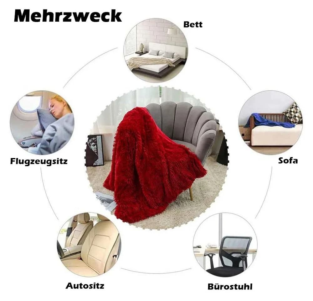 TUWENA Wohndecke Kuscheldecke Burgunderrot Polyester - Bild 5