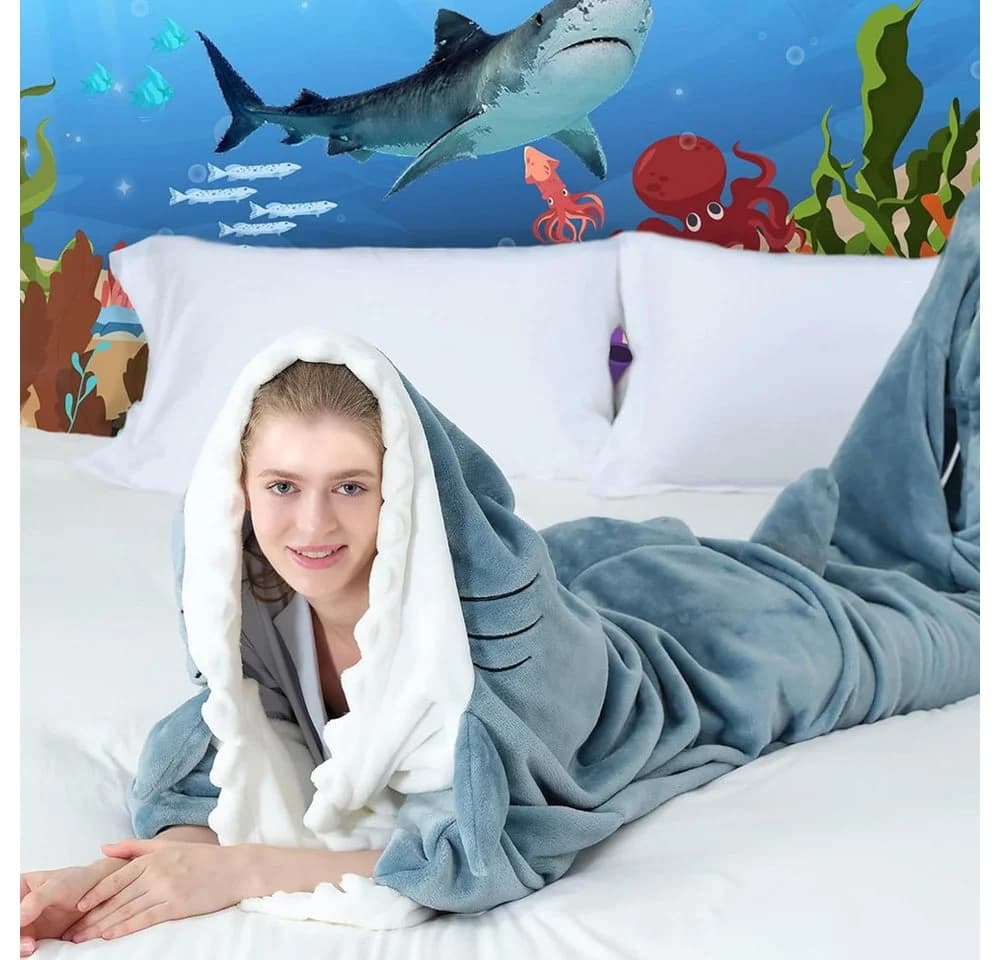 TUWENA Hai Decke Mit Ärmeln Flanell Decken Hoodie - Bild 3
