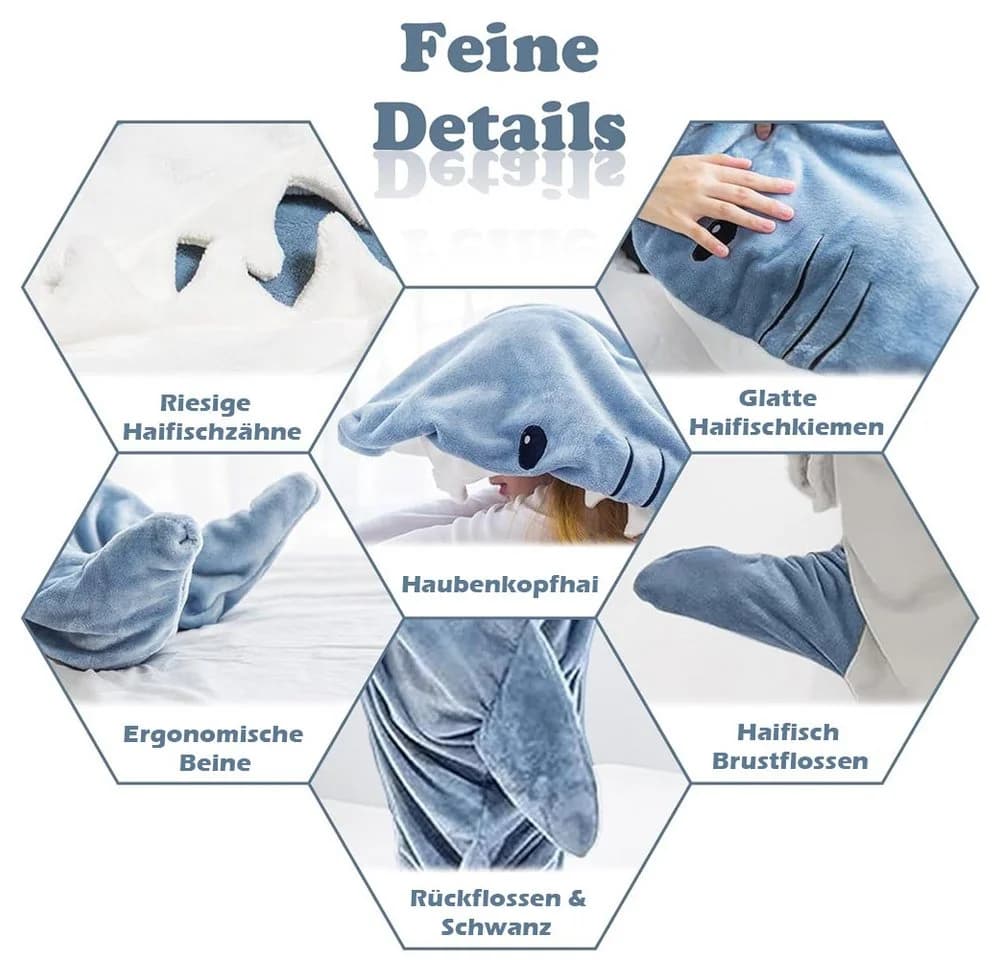 TUWENA Hai Decke Mit Ärmeln Flanell Decken Hoodie - Bild 4